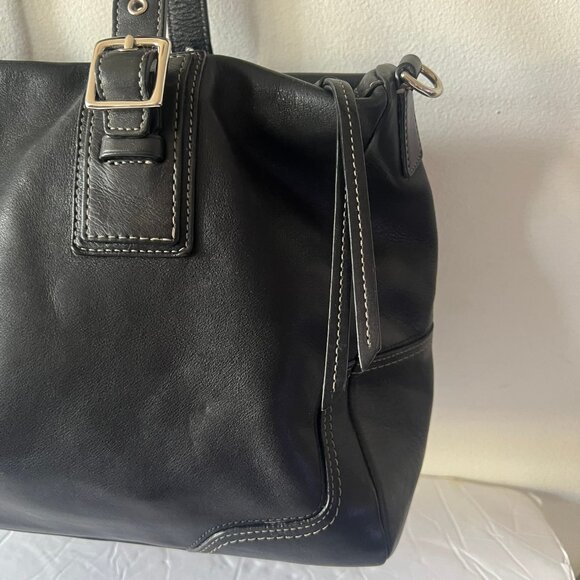 Y2K COACH VINTAGE HAMPTON LEATHER SATCHEL BLACK - Picture 4 of 10
